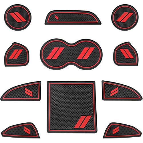 Mekar 11pcs/Set Cup Door Center Console Liner Insert Compatible for Dodge Challenger 2015 2016 2017 2018 2019 2020 Interior Accessories Custom(Red) - Image 2