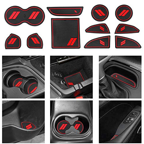 Mekar 11pcs/Set Cup Door Center Console Liner Insert Compatible for Dodge Challenger 2015 2016 2017 2018 2019 2020 Interior Accessories Custom(Red) - Image 1