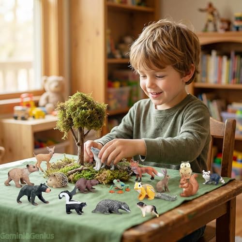 Gemini&Genius GeminiGenius 16PCS Woodland Animal Baby Toys Soild Plastic Forest Animals Educational Toy Figures Cake Toppers Cupcake Toppers and Gifts for Kids - Image 5
