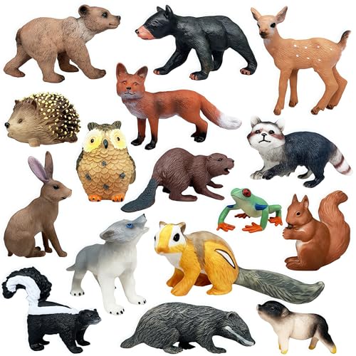 Gemini&Genius GeminiGenius 16PCS Woodland Animal Baby Toys Soild Plastic Forest Animals Educational Toy Figures Cake Toppers Cupcake Toppers and Gifts for Kids - Image 1