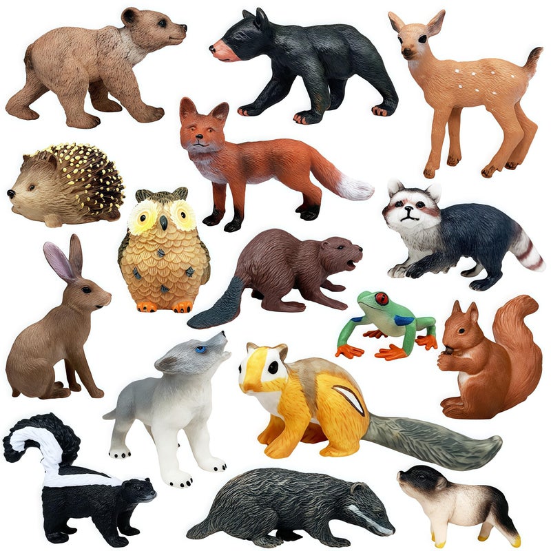 Gemini&Genius GeminiGenius 16PCS Woodland Animal Baby Toys Soild Plastic Forest Animals Educational Toy Figures Cake Toppers Cupcake Toppers and Gifts for Kids - Image 3
