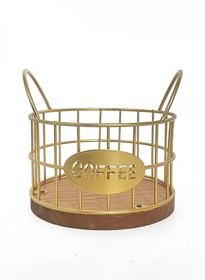 XiuWoo Coffee Capsule Storage Basket Tea Bag Holder Storage Rack Setting Table - Gold  - Image 1
