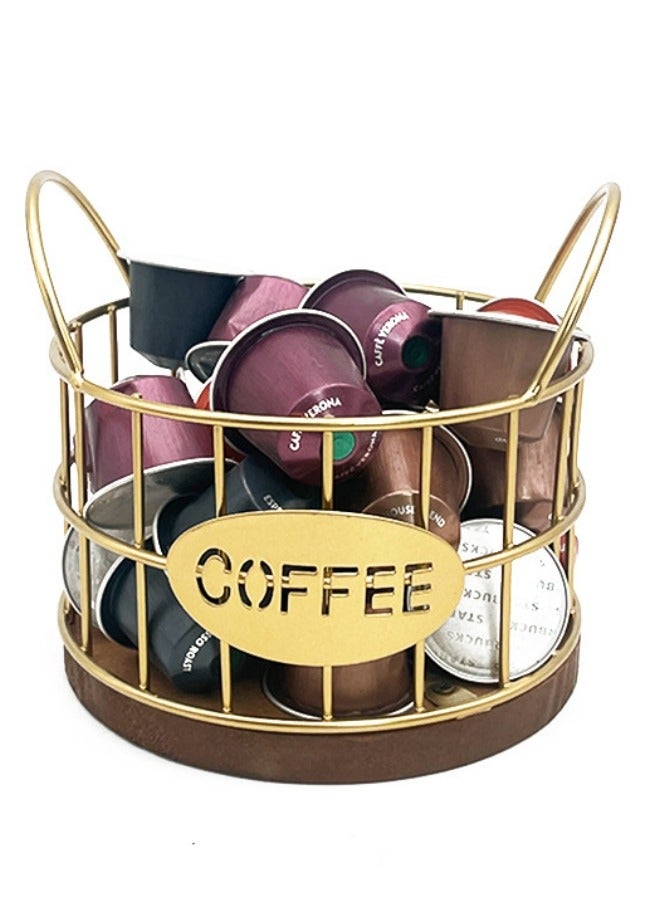 XiuWoo Coffee Capsule Storage Basket Tea Bag Holder Storage Rack Setting Table - Gold  - Image 2