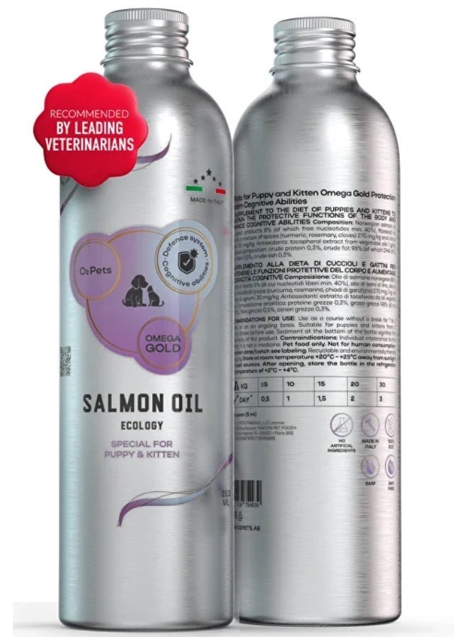 O2pets O2 PETS Omega Kitten and Puppy, Cat and Dog PUPPY & KITTEN Wild Caught Norwegian Salmon Oil Supplement – Omega 3 DHA for Growth and Brain Support - Image 1