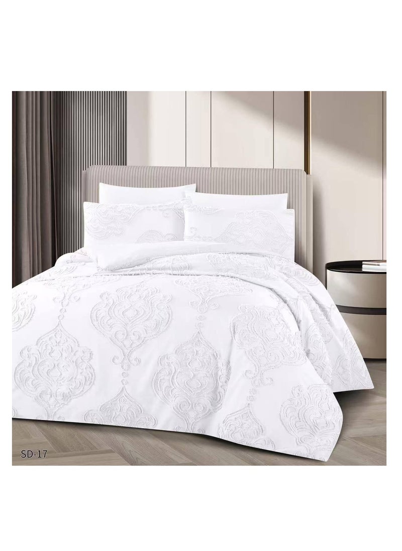 BAIG Comforter set Pattern Tufted Soft & Breathable Microfiber king size 6pcs, Embroidered Textured Bedding Set  - Image 1