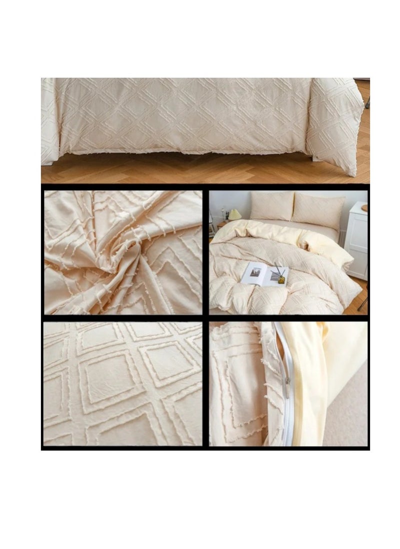BAIG Comforter set Pattern Tufted Soft & Breathable Microfiber king size 6pcs, Embroidered Textured Bedding Set  - Image 2