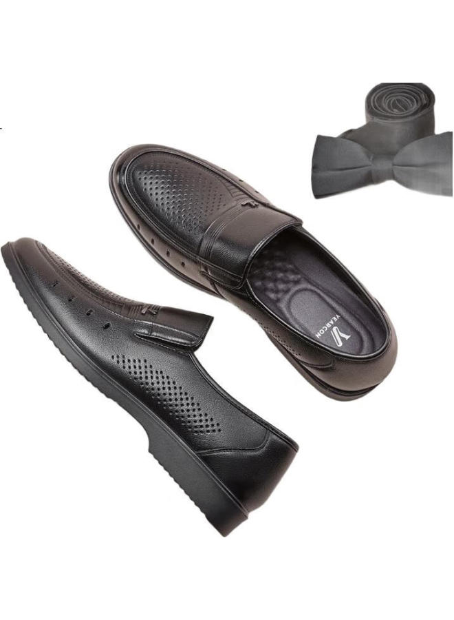 YEARCON Men'S Shoes, Business Casual Perforated Shoes, Dad Shoes, Hollow Comfortable Sandals For Men, 97848W Black, Size 42 - Image 2