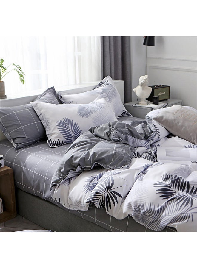 NIBEMINENT 4-Piece Single Size Luxurious Cotton And Soft Microfiber Comforter Set (1 Duvet/Quilt Cover, 1 Flat Sheet, 2 Pillowcases) White 230x250cm - Image 4