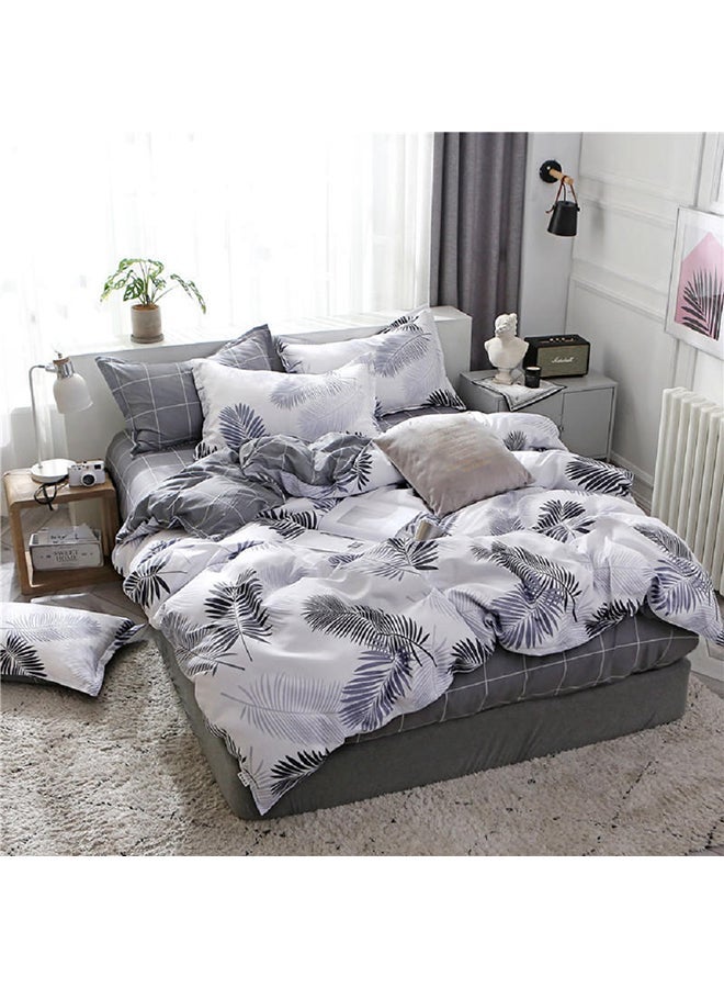 NIBEMINENT 4-Piece Single Size Luxurious Cotton And Soft Microfiber Comforter Set (1 Duvet/Quilt Cover, 1 Flat Sheet, 2 Pillowcases) White 230x250cm - Image 3