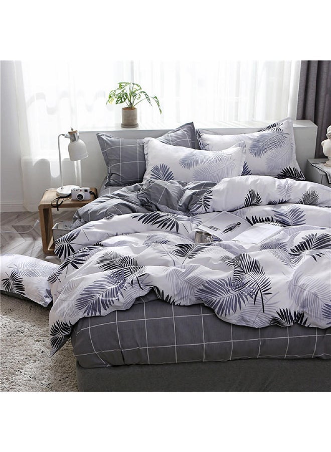 NIBEMINENT 4-Piece Single Size Luxurious Cotton And Soft Microfiber Comforter Set (1 Duvet/Quilt Cover, 1 Flat Sheet, 2 Pillowcases) White 230x250cm - Image 5
