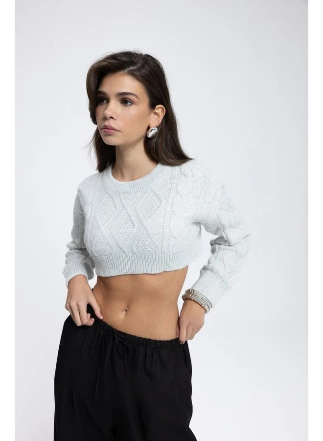 MAI STUDIOS CO. Mohan Grey Crop Sweater.
