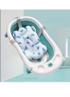 1 X Foldable Baby Bathtub; 1 X Bath Cushion-blue