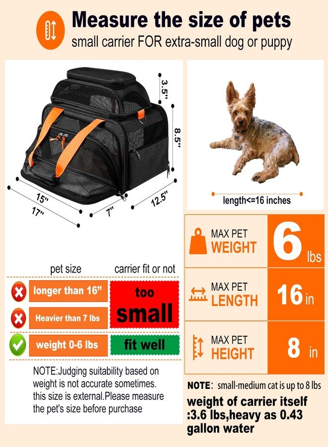 pidipiti 17x12.5x8.5 TSA Approved Expandable pet Carrier for Extra-Small Dog Under 6 lbs,Small-Medium cat Under 8 lbs,for jetblue and Other Airlines only Have 8.5'' Height Space underseat - Image 3