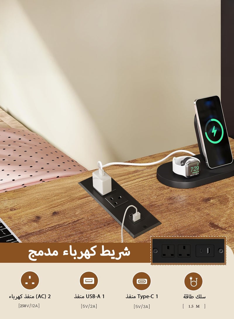 يانارا سرير بطابقين أسود (توأم فوق توأم) مع إضاءة LED ومحطة شحن - سرير معدني متين مع مكتب مدمج، ٤ أدراج ورفوف، تركيب سهل - Image 4