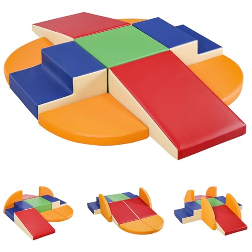 TODIBY 9Piece Climbing Foam Blocks Soft PU Leather Baby Climb and Crawl Activity Blocks Kids Play Gym Equipment Indoor for Development - Image 1
