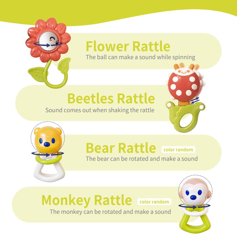 Cuterabit 12PCS Baby Rattles Toys Set with Storage Case, Teething Toys for Babies, Newborn Christmas Gift for Baby Infant Boys and Girls 0 1 2 3 4 5 6 7 8 9 10 11 12 Months - Image 5