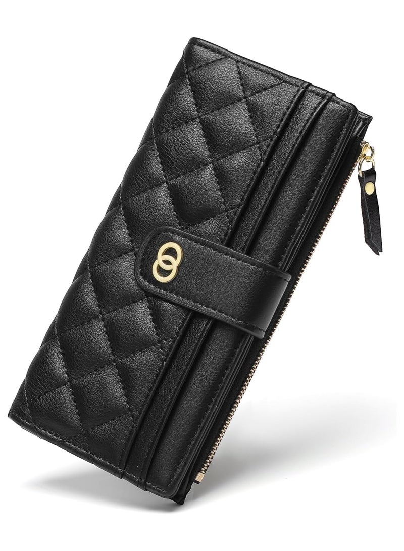 محفظة نسائية ضئيلة نحيفة ذات حافظة جلدية للبطاقات الائتمانية ذات حافظة قماشية نسائية بسحاب وجيب عملة معدنية - Image 1