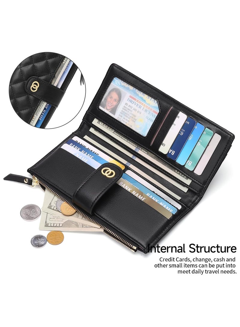 محفظة نسائية ضئيلة نحيفة ذات حافظة جلدية للبطاقات الائتمانية ذات حافظة قماشية نسائية بسحاب وجيب عملة معدنية - Image 3