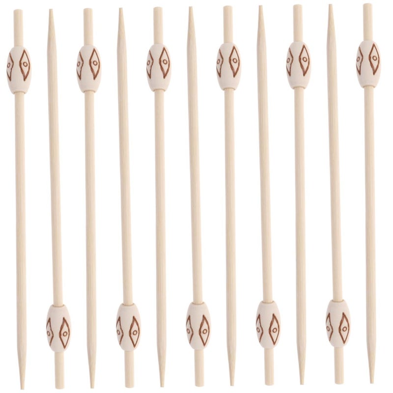 Disposable 50Pcs Cocktail Picks Food Sticks Unique Waist Drum Bead Design For Parties - Image 2