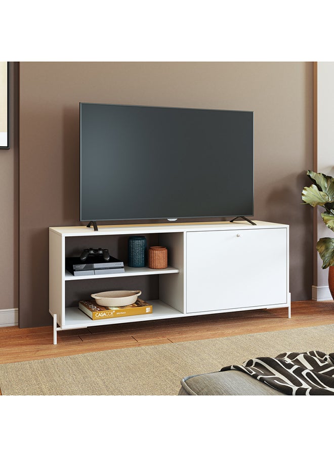 Home Box Wooden TV Table With Storage  - Mdp 15Mm Color White 142 x 35 x 56 cm  - Image 1