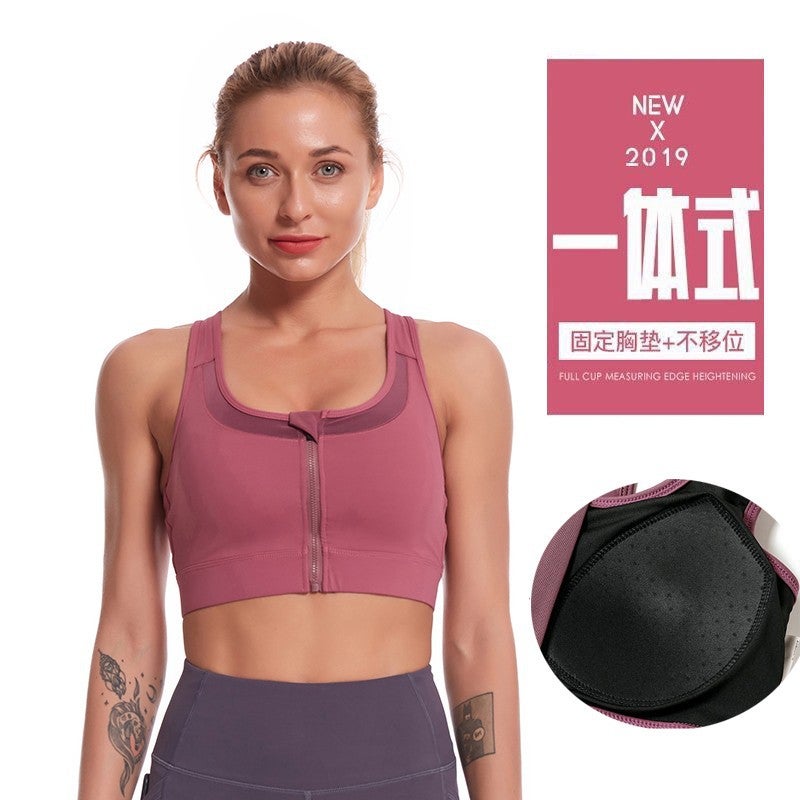 Plus Size Sports Underwear Women'S High-Strength Shockproof Front Zipper Push-Up Anti-Weight Fitness Yoga Running Bra - Image 5