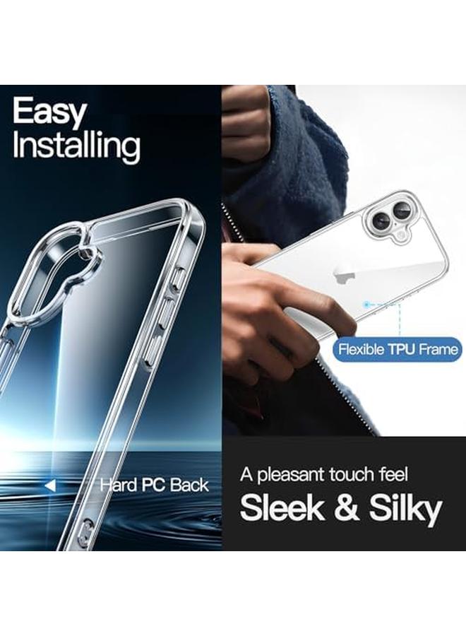 جي تيك جراب 5 في 1 لهاتف Iphone 16 مقاس 6.1 بوصة مع قطعتين من واقيات الشاشة الزجاجية المقواة وواقيات عدسة الكاميرا، غطاء هاتف مقاوم للصدمات غير قابل للاصفرار وشفاف - Image 4