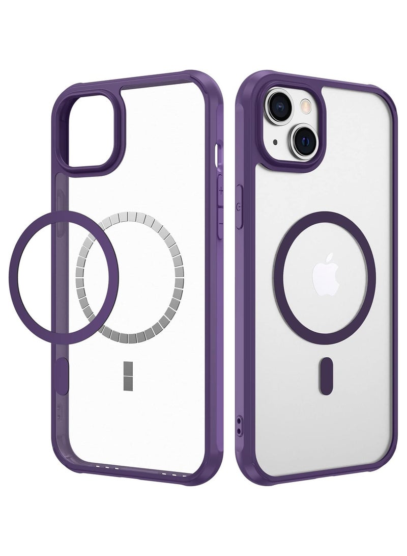 Denx Clear Magnetic Case for iPhone 15, Compatible with MagSafe, Plating Luxury Cover, Clear Soft TPU Shockproof Protective Phone Case, (Deep Purple) - Image 1