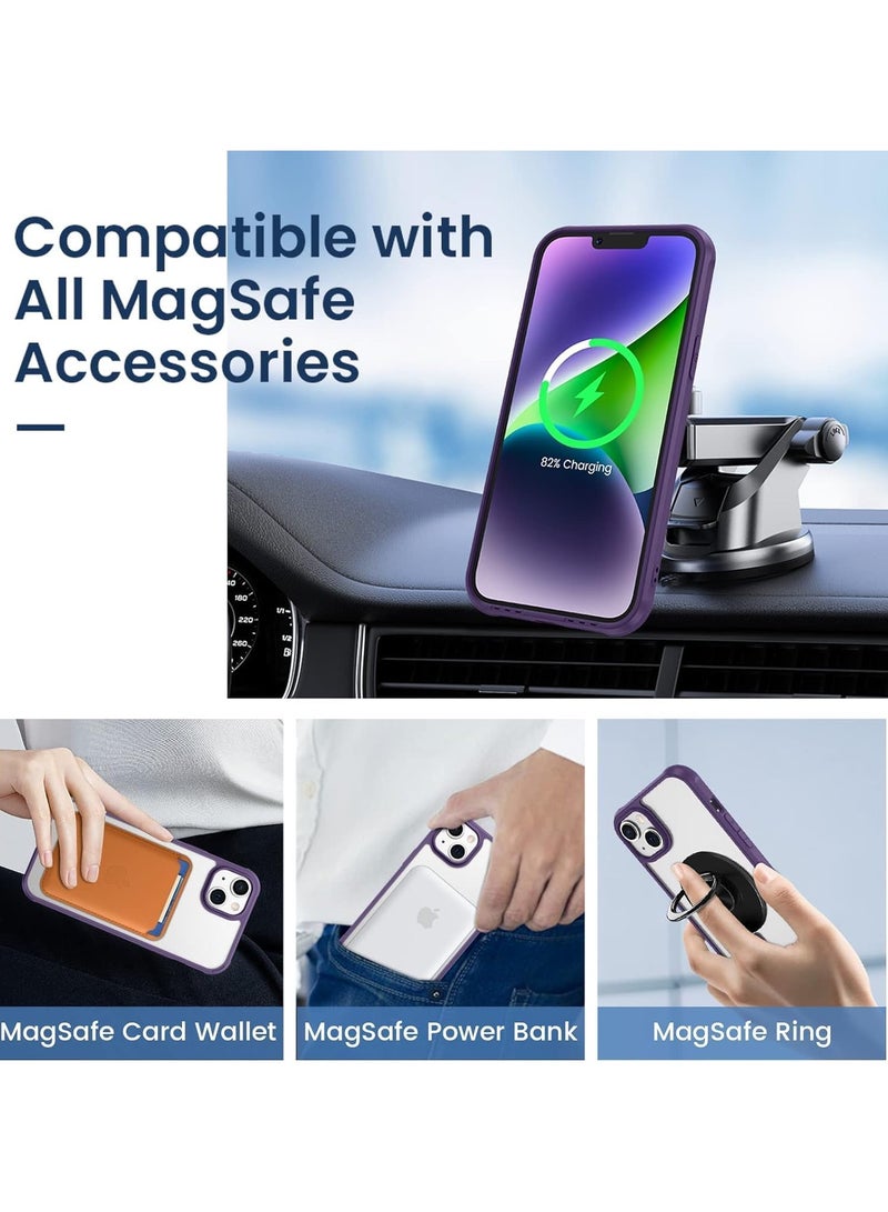 Denx Clear Magnetic Case for iPhone 15, Compatible with MagSafe, Plating Luxury Cover, Clear Soft TPU Shockproof Protective Phone Case, (Deep Purple) - Image 3