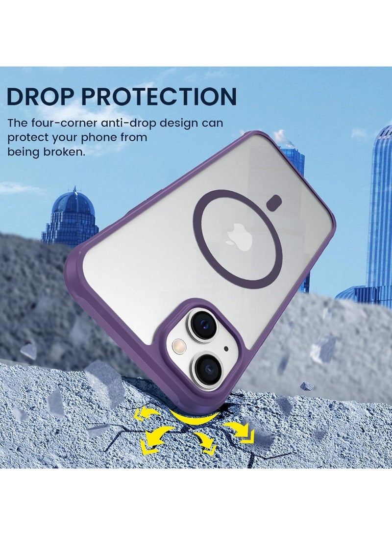 Denx Clear Magnetic Case for iPhone 15, Compatible with MagSafe, Plating Luxury Cover, Clear Soft TPU Shockproof Protective Phone Case, (Deep Purple) - Image 2