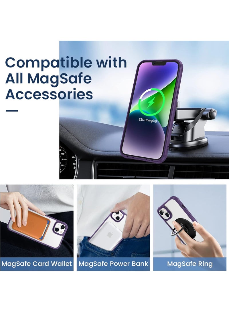 ACLIX Clear Magnetic Case for iPhone 15, Compatible with MagSafe, Plating Luxury Cover, Clear Soft TPU Shockproof Protective Phone Case, (Deep Purple) - Image 2