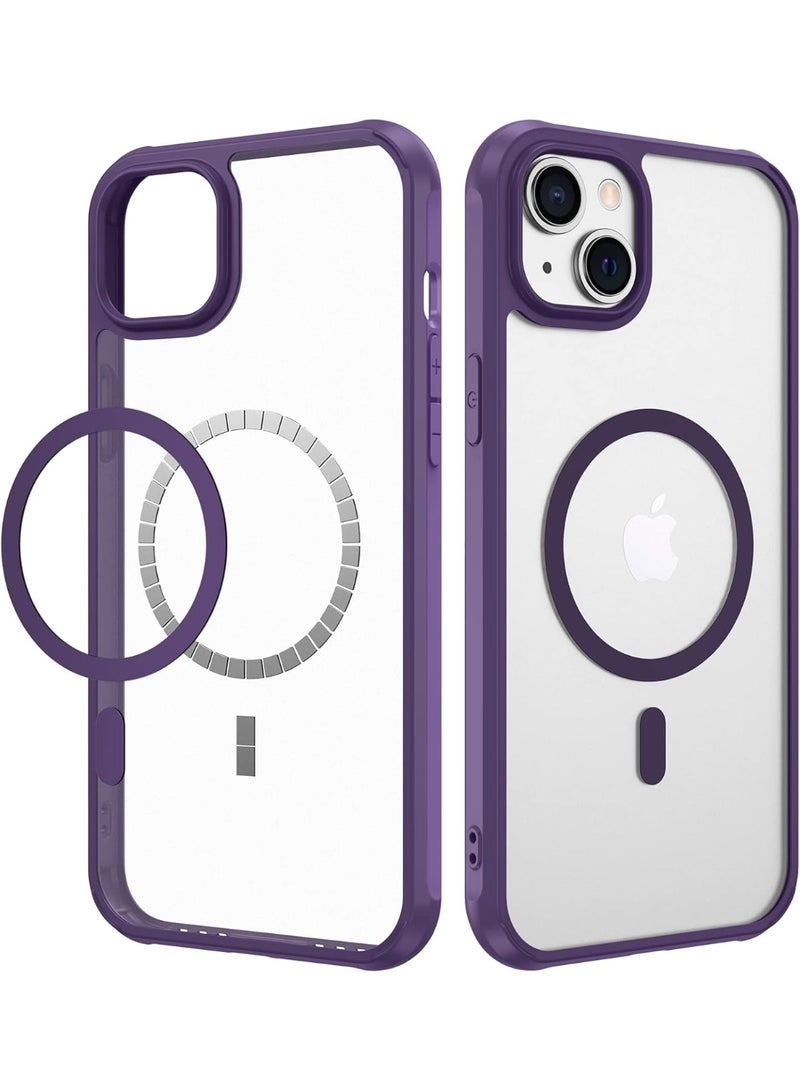 ACLIX Clear Magnetic Case for iPhone 15, Compatible with MagSafe, Plating Luxury Cover, Clear Soft TPU Shockproof Protective Phone Case, (Deep Purple) - Image 1