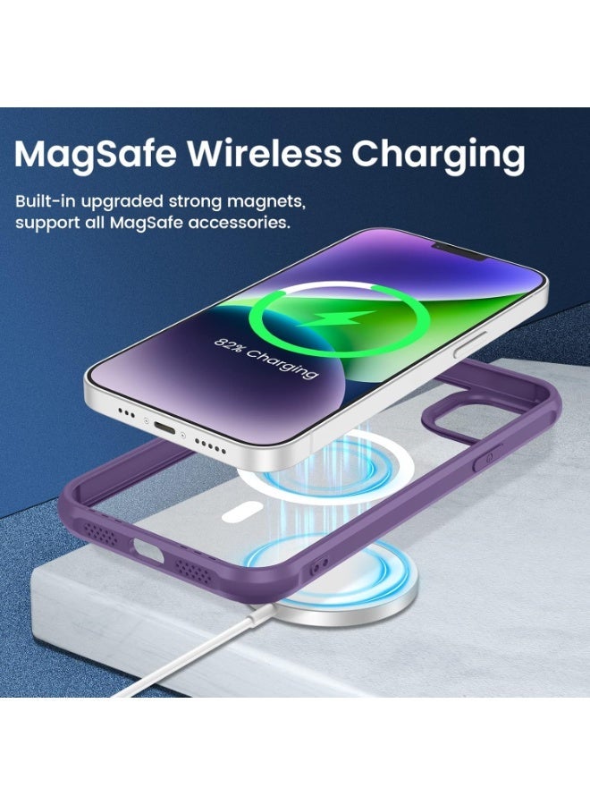 ACLIX Clear Magnetic Case for iPhone 15, Compatible with MagSafe, Plating Luxury Cover, Clear Soft TPU Shockproof Protective Phone Case | Deep Purple - Image 4