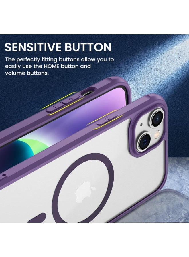 ACLIX Clear Magnetic Case for iPhone 15, Compatible with MagSafe, Plating Luxury Cover, Clear Soft TPU Shockproof Protective Phone Case | Deep Purple - Image 5