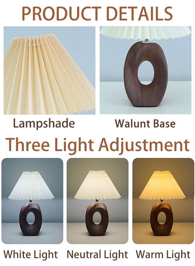 LED Table Lamp Adjustable Brightness and Color USB Powered Bedside Lamp with Walnut ceramic Base Perfect for Bedroom Nightstand Living Room Reading Light - Image 4