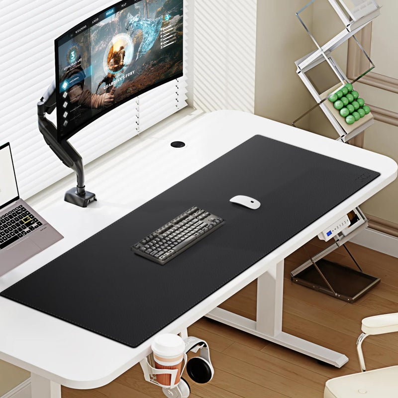 Cacoy Leather Desk Mat | Computer Mat for Desk (40x16Inches) | Large PU Leather Mouse Pad and Keyboard Mat | Desk Matt for Desktop | Waterproof Desk Pad Protector for Office | Black - Image 3