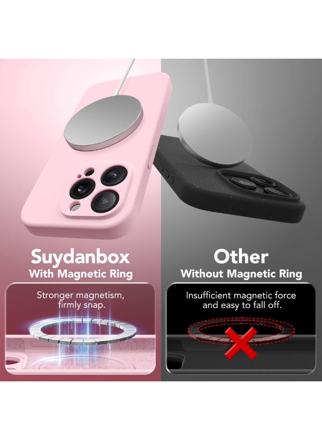 SUYDANBOX Magnetic for iPhone 14 Pro Max Case, Compatible with MagSafe, [Full Camera Protection][Screen Protector] Silicone Shockproof Protective Phone Case for iPhone 14 Pro Max 6.7", Pink - Image 5