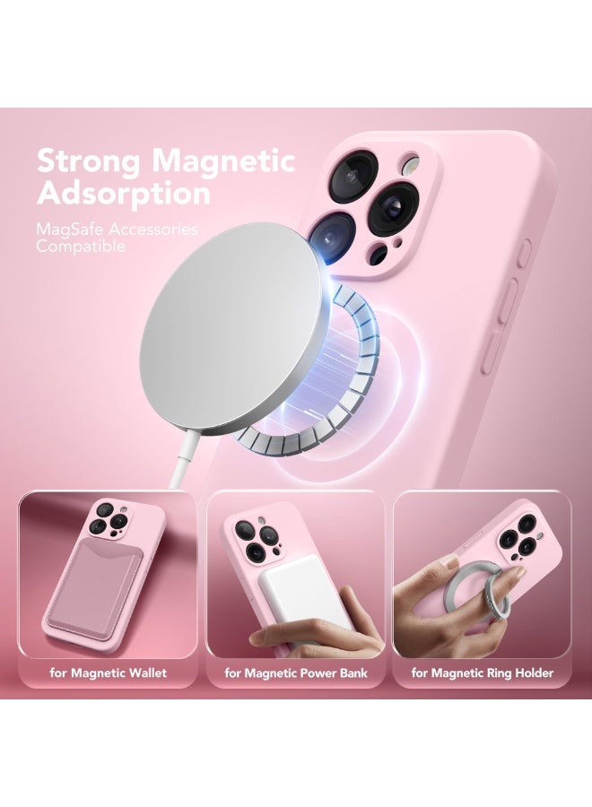 SUYDANBOX Magnetic for iPhone 14 Pro Max Case, Compatible with MagSafe, [Full Camera Protection][Screen Protector] Silicone Shockproof Protective Phone Case for iPhone 14 Pro Max 6.7", Pink - Image 2