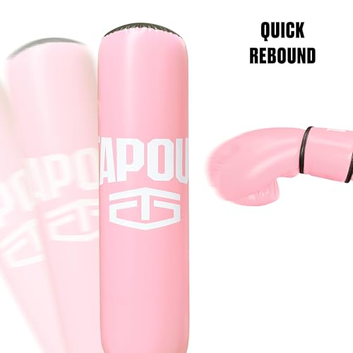 TAPOUT BeginnerLevel Pink Boxing Kit 8 oz Gloves Inflatable Punching Bag with Pump Mesh Carrying Bag Included Pink - Image 3