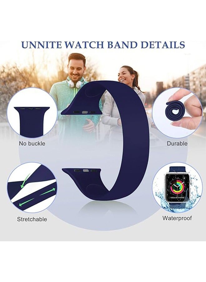 HDWISS Apple Watch All Series 38mm/40mm Solid Silicone Replacement Strap Suitable For IWatch Series 5/4/3/2/1 Elastic soft silicone waterproof mens and Womens Sports Thin One Strap(Dark/Blue) - Image 2