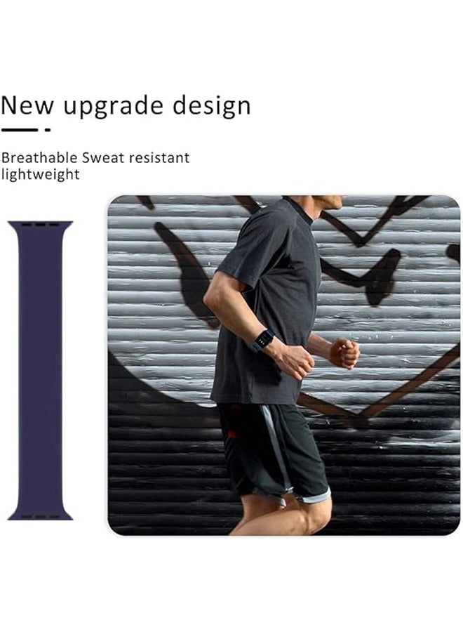 HDWISS Apple Watch All Series 38mm/40mm Solid Silicone Replacement Strap Suitable For IWatch Series 5/4/3/2/1 Elastic soft silicone waterproof mens and Womens Sports Thin One Strap(Dark/Blue) - Image 4