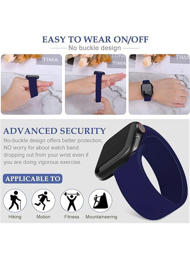 HDWISS Apple Watch All Series 38mm/40mm Solid Silicone Replacement Strap Suitable For IWatch Series 5/4/3/2/1 Elastic soft silicone waterproof mens and Womens Sports Thin One Strap(Dark/Blue) - Image 3