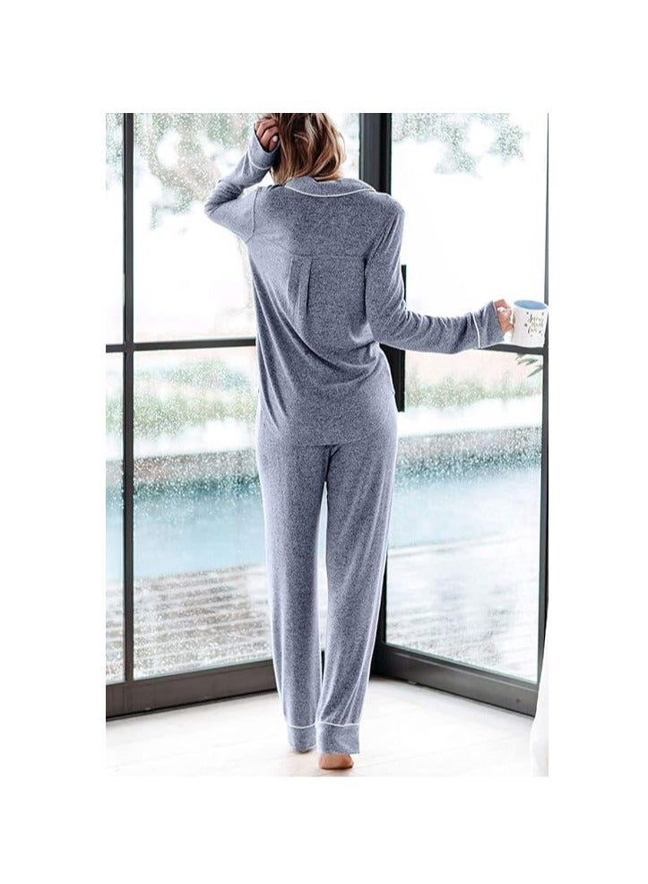 Women's Pajama Sets Long Sleeve Button Down Sleepwear Nightwear Soft Pjs Lounge Sets  - Image 4