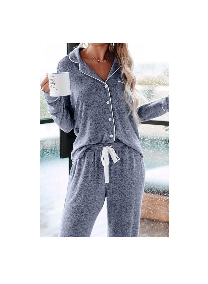 Women's Pajama Sets Long Sleeve Button Down Sleepwear Nightwear Soft Pjs Lounge Sets  - Image 5