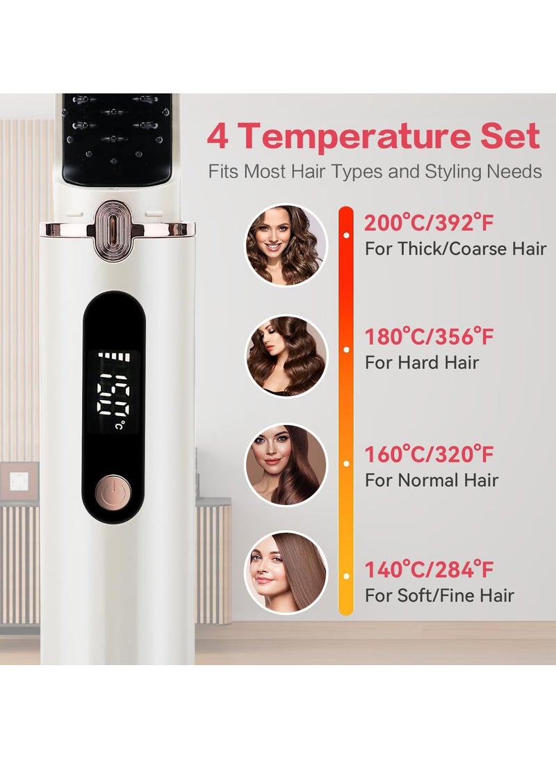 إي سي في في فرشاة فرد الشعر المحمولة القابلة لإعادة الشحن عبر USB، مشط فرد الشعر الأيوني للسفر، مشط فرد الشعر اللاسلكي، تسخين سريع لمدة 20 ثانية و4 مجموعات من درجات الحرارة (140-200 درجة مئوية)، شاشة LED / مضادة للحروق - Image 4