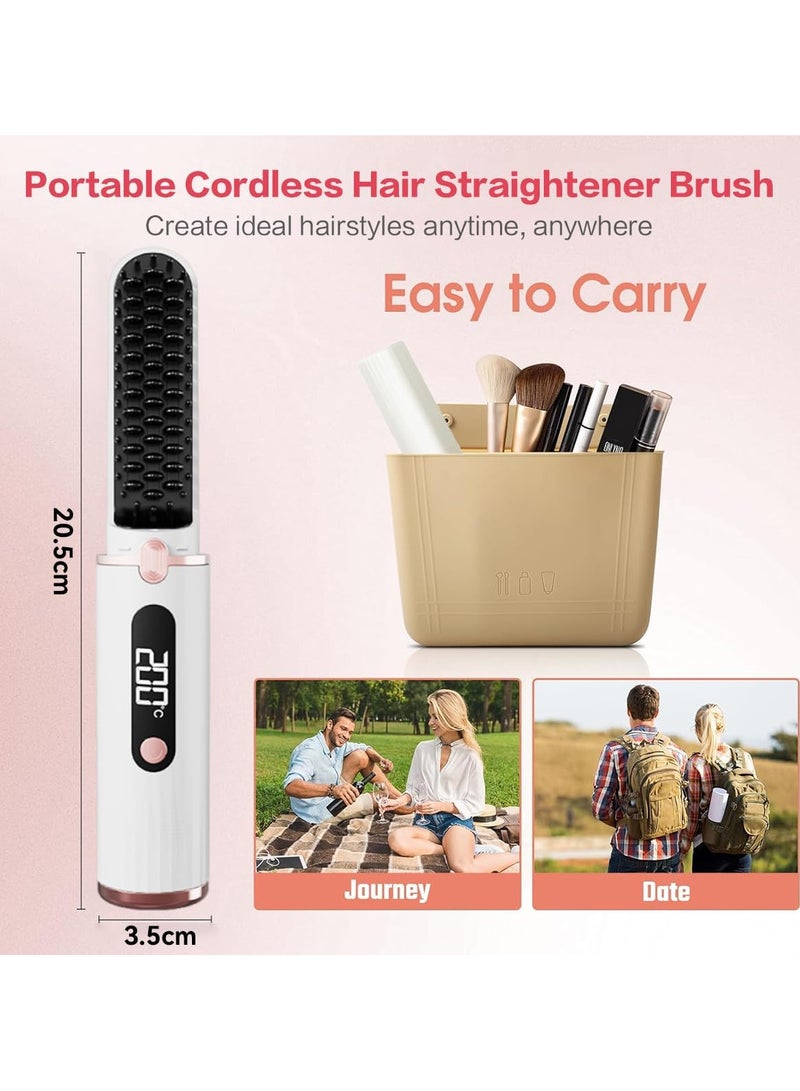 إي سي في في فرشاة فرد الشعر المحمولة القابلة لإعادة الشحن عبر USB، مشط فرد الشعر الأيوني للسفر، مشط فرد الشعر اللاسلكي، تسخين سريع لمدة 20 ثانية و4 مجموعات من درجات الحرارة (140-200 درجة مئوية)، شاشة LED / مضادة للحروق - Image 5