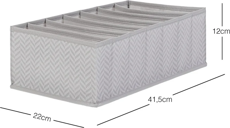 Ocean Home Textile 7 Compartment Gray Herringbone Cabinet Drawer Inside Accordion Type Folding Laundry Organizer