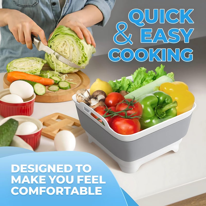 Vamako Collapsible Wash Basin with Drain Plug - 2.4 Gal(9L) Wash Basin for Baby Bottles, Foldable Dish Pans for Kitchen Sink & Camping & Hand Washing Station, Wash Bin, Laundry Tub, Portable Dish Tub - Image 2