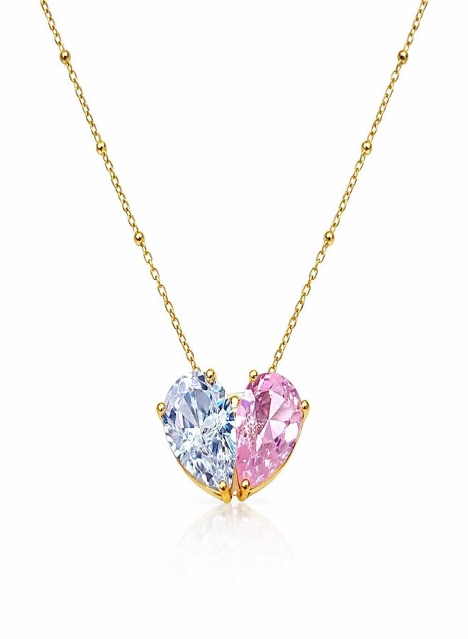 MEENAZ Jewellery for women Gold AD Stone Chain Necklace for Woman | Solitaire Pendant | Adjustable Chains for woman Neck Chains | Anti Tarnish | Valentine Gifts for Girlfriend Lovers Couple 299 - Image 1