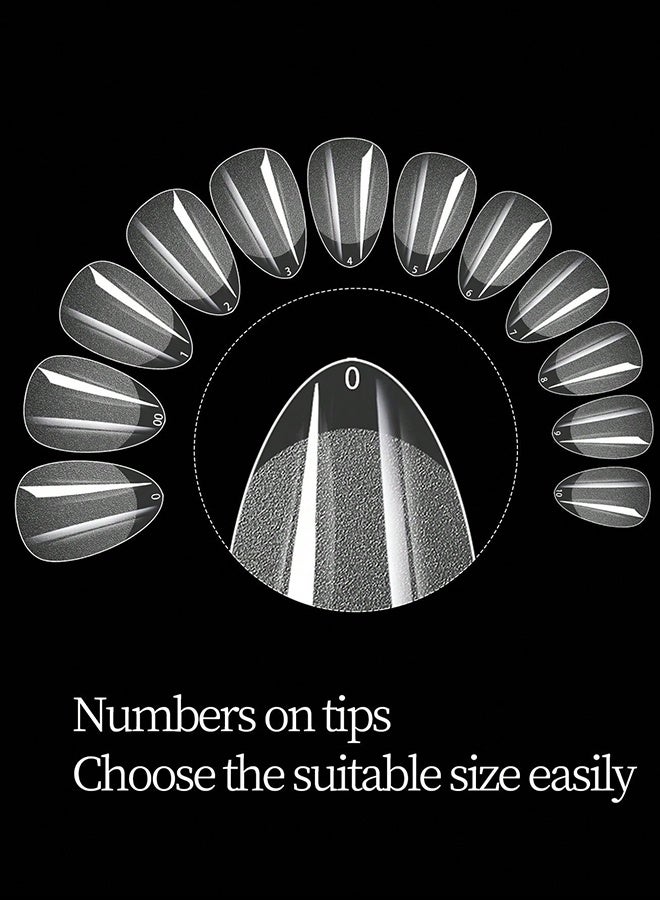 Generic 600pcs Short Almond Nail Stickers, Semi-matte Soft Gel Nail Stickers, Clear Short Almond False Nails, Full Coverage Acrylic Nail Stickers Nail Supplies for Nail Extension  - Image 4