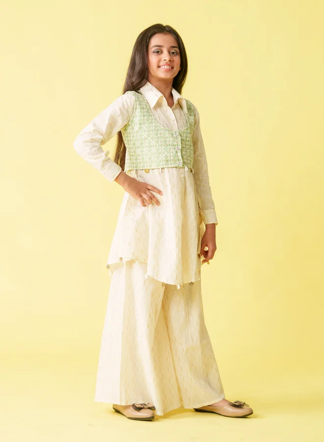 مايثيلي Maithili Embellished Collared Kurta Jacket and Pants Sets